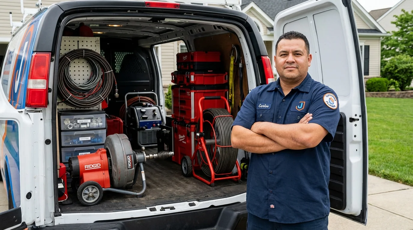 Professional drain cleaning equipment and Johns Plumbing LLC plumber in Wilson